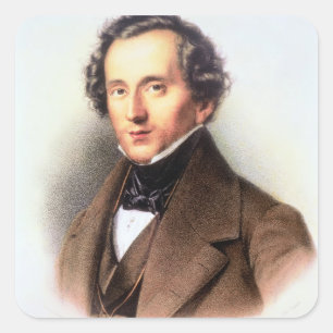 Porträtt till Felix Mendelssohn (1809-47) (litho) Fyrkantigt Klistermärke