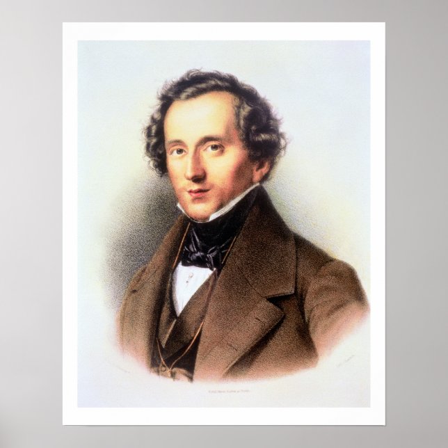 Porträtt till Felix Mendelssohn (1809-47) (litho) Poster (Framsidan)