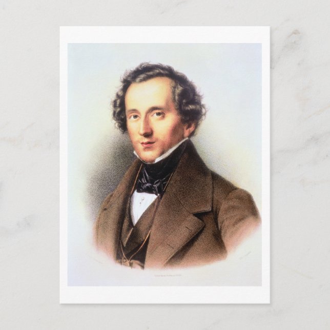 Porträtt till Felix Mendelssohn (1809-47) (litho) Vykort (Framsida)