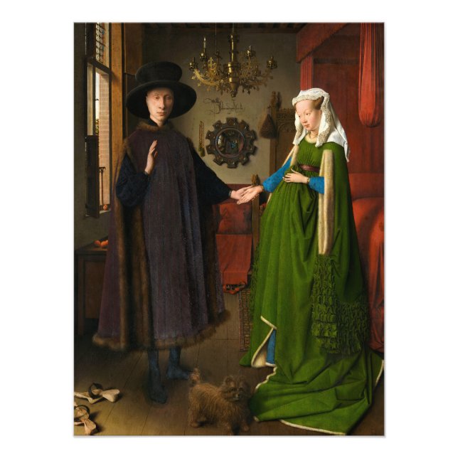 Porträtt till Giovanni Arnolfini och hans fru Fototryck (Framsidan)