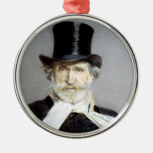 Porträtt till Giuseppe Verdi, italienska Opera Com Julgransprydnad Metall