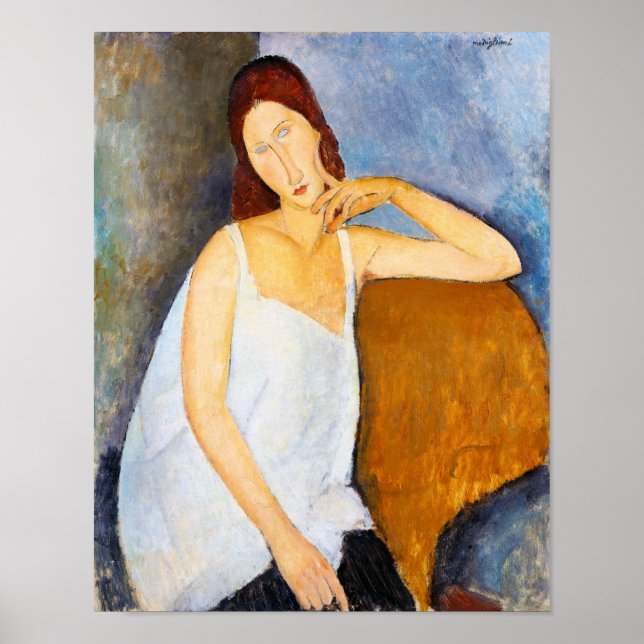 Porträtt till Jeanne Hebuterne, Modigliani Poster (Framsidan)