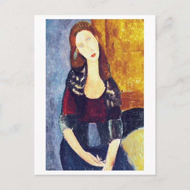 Porträtt till Jeanne Hebuterne, Modigliani Vykort (Framsida)