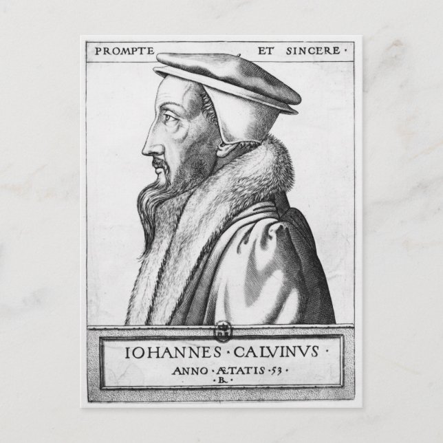 Porträtt till John Calvin åldras 53, 1564 Vykort (Framsida)