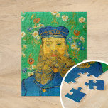 Porträtt till Joseph Roulin | Vincent Van Gogh Pussel<br><div class="desc">Porträtt från Joseph Roulin (1889), av den nederländske postimponerande konstnären Vincent Van Gogh. Ursprunglig målning är en olja på arbetsytan. Porträtt är en av flera Van Gogh-målade av sin nära vän, en postanställd i den sydliga Fransken Arles stad. Brevbärarens närhet i uniform ställs mot en blommigt med vismisk grönt. Använda...</div>
