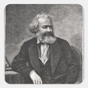 Porträtt till Karl Marx 1857 Fyrkantigt Klistermärke