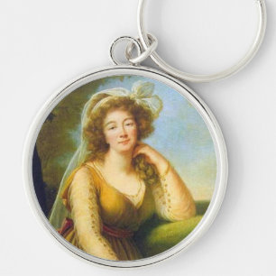 Porträtt till Madame du Barry Rund Silverfärgad Nyckelring