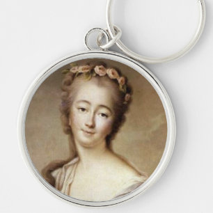 Porträtt till Madame du Barry Rund Silverfärgad Nyckelring