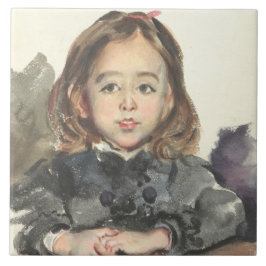 Porträtt till Marie (Cute Young Girl) Kakelplatta