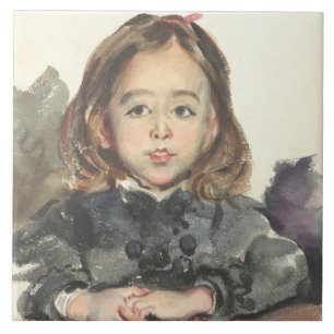 Porträtt till Marie (Cute Young Girl) Kakelplatta