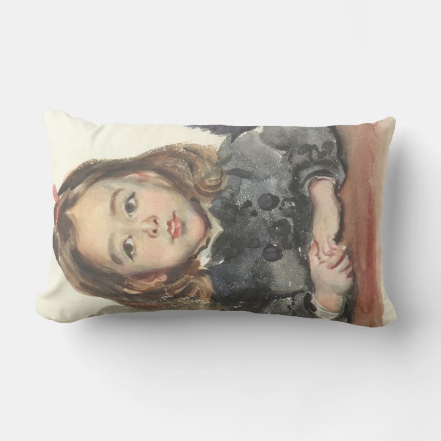 Porträtt till Marie (Cute Young Girl) Lumbarkudde (Framsida)