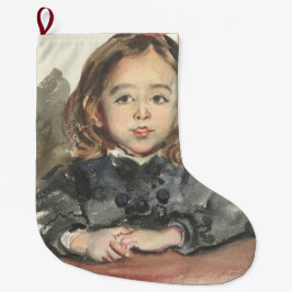 Porträtt till Marie (Cute Young Girl) Stor Julstrumpa