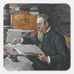 Porträtt till Nikolai Andreyevich Rimsky-Korsakov Fyrkantigt Klistermärke