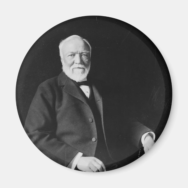 Porträtt till Philantropist Andrew Carnegie Magnet (Framsidan)