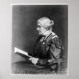 Porträtt till Susan B. Anthony Reading a Bok Poster