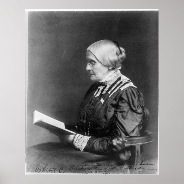 Porträtt till Susan B. Anthony Reading a Bok Poster (Framsidan)