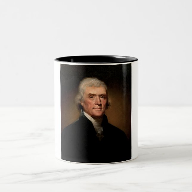 Porträtt till Thomas Jefferson (av Rembrandt Peale Två-Tonad Mugg (Center)