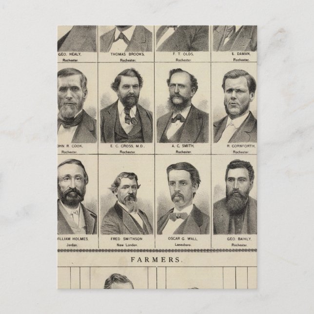 Porträtt till Tidigt, bosättare och jordbrukare, M Vykort (Framsida)