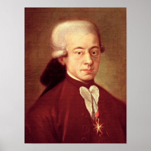 Porträtt till Wolfgang Amadeus Mozart efter 1770 Poster (Framsidan)