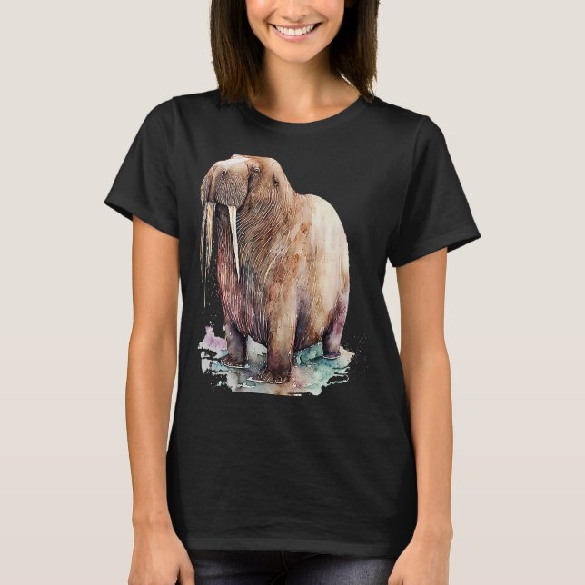 Porträtt, vacker vattenfärg Walrus T Shirt (Framsida)