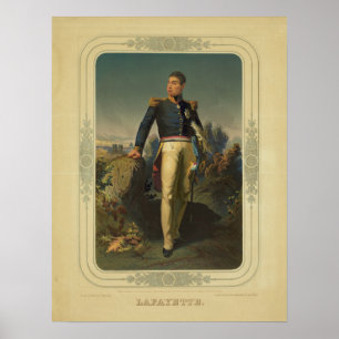 Porträtt vid Fransk general Marquis de Lafayette Poster