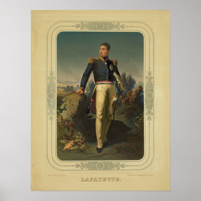 Porträtt vid Fransk general Marquis de Lafayette Poster (Framsidan)