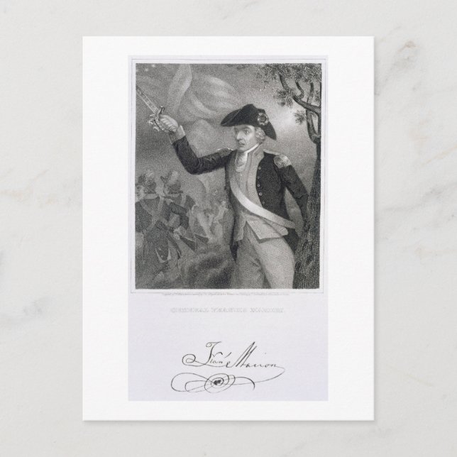 Porträtt vid general Francis Marion i slaget vid Vykort (Framsida)