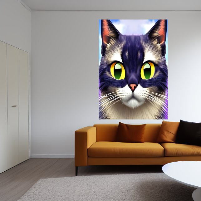 Porträtt vid gult öga-katten | AI Art Poster (Skapare uppladdad)