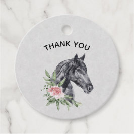 Porträtt Watercolor för den vackra Black Horse Hea Gåvor Etiketter
