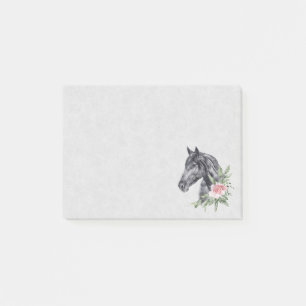 Porträtt Watercolor för den vackra Black Horse Hea Post-it Block