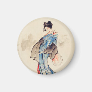 Porträtt, Woman Fullt-Length av Katsushika Hokusai Magnet