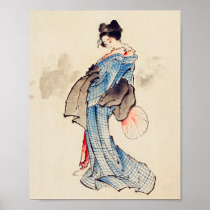 Porträtt, Woman Fullt-Length av Katsushika Hokusai Poster