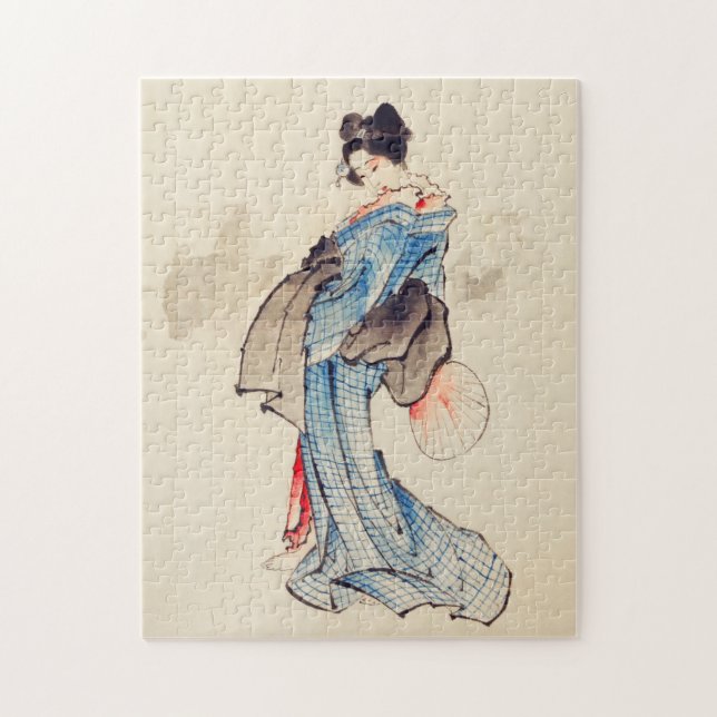 Porträtt, Woman Fullt-Length av Katsushika Hokusai Pussel (Vertikal)