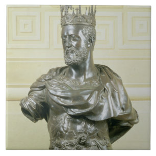 Porträttbyst av Cosimo I de Medici (1519-74) c.15 Kakelplatta