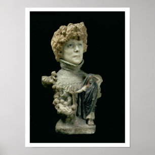 Porträttbyst av Sarah Bernhardt (1844-1923) Frenc Poster