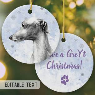 Porträtten Greyhound hund Personlig Julgransprydnad Keramik