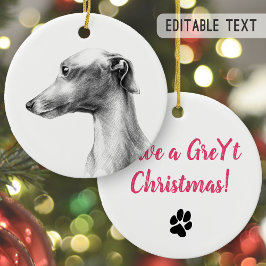 Porträtten Greyhound hund Personlig Julgransprydnad Keramik
