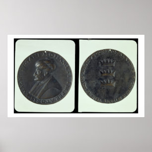 Porträttmedalj, obverse visande Sultan Mehmed II Poster