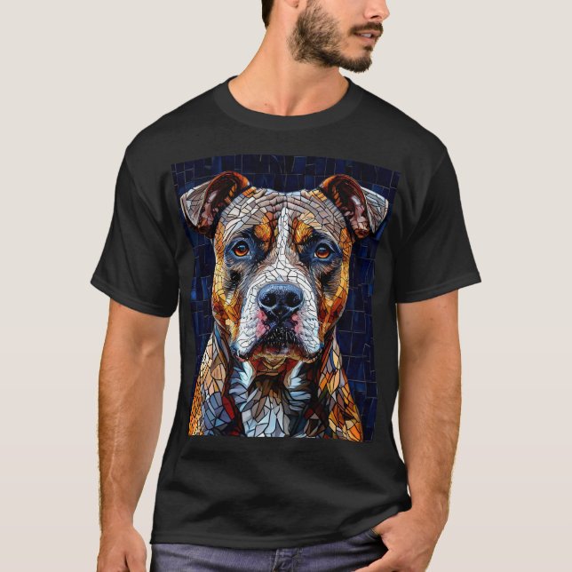 Porträttpresent till Pitbull hundälskare T Shirt (Framsida)