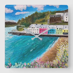 Portree Isle of Skye Scotland Fyrkantig Klocka