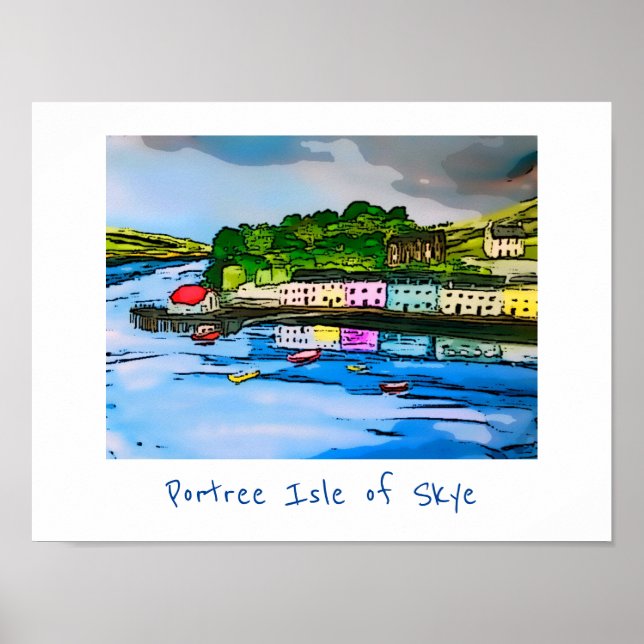 Portree Isle of Skye Scotland-målning Poster (Framsidan)