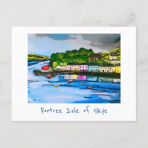 Portree Isle of Skye Scotland-målning vykort