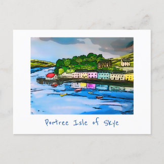 Portree Isle of Skye Scotland-målning vykort