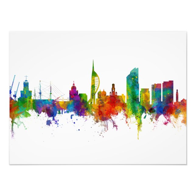 Portsmouth England Skyline Fototryck (Framsidan)