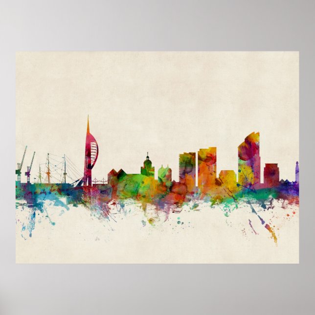 Portsmouth England Skyline Poster (Framsidan)