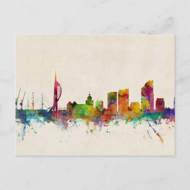Portsmouth England Skyline Vykort (Framsida)