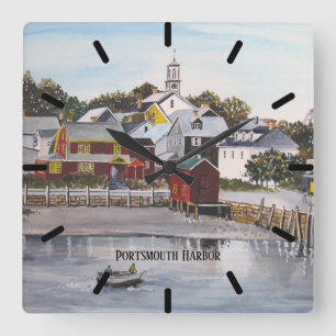 Portsmouth Harbour, New Hampshire Fyrkantig Klocka