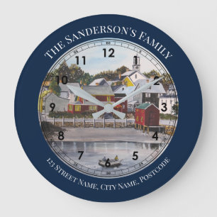 Portsmouth Harbour New Hampshire Painting Stor Klocka