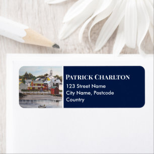 Portsmouth Harbour, New Hampshire Returadress Etikett