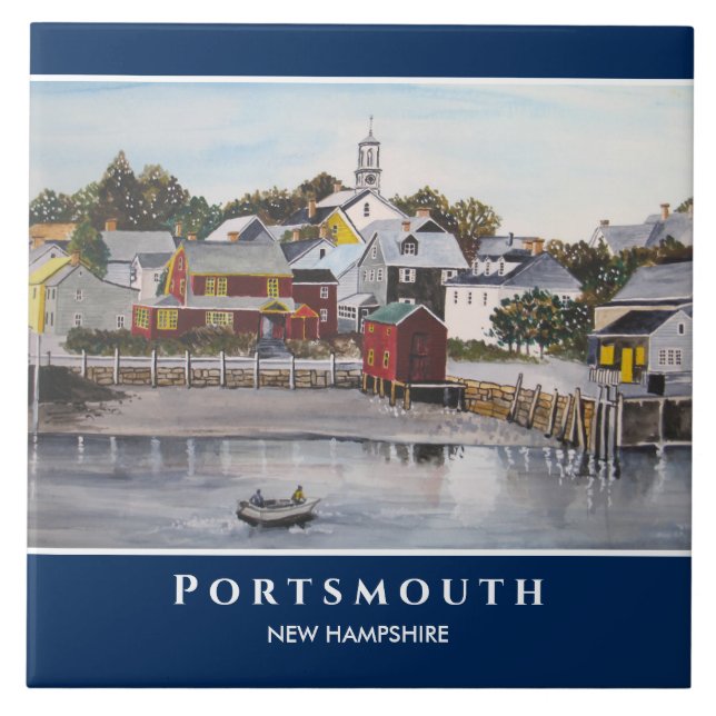 Portsmouth Harbour New Hampshire USA Painting Kakelplatta (Framsidan)